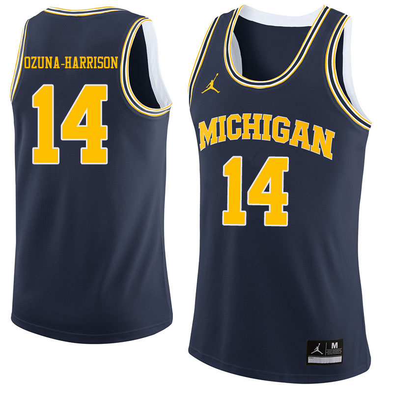 Men #14 Rico Ozuna-Harrison Michigan Wolverines College Basketball Jerseys Sale-Navy